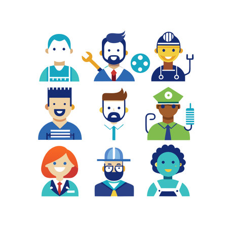 Set of people professions icons in flat style. Isolated vector illustration.のイラスト素材