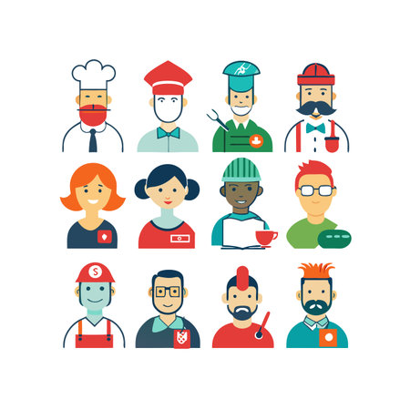 Set of flat icons of different professions. A vector illustration in a flat style.のイラスト素材