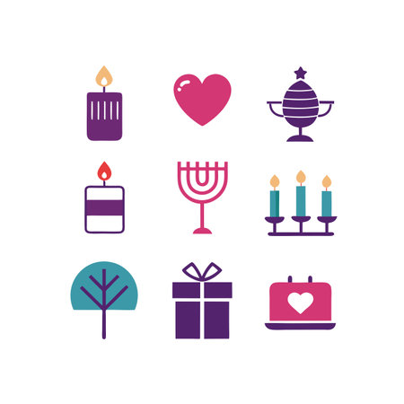 set of icons for Hanukkah. flat style. Vector illustrationのイラスト素材