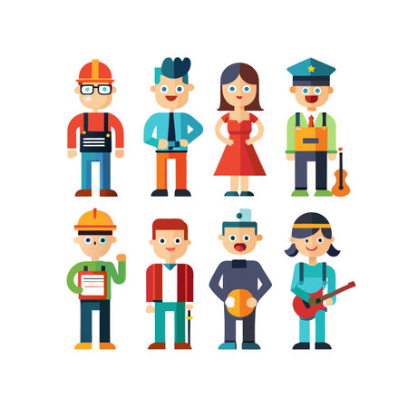 People professions icons set. Flat illustration of people professions vector icons for webのイラスト素材