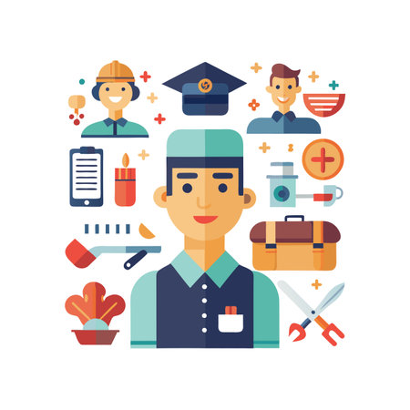 Flat design vector illustration concept of professions, profession and job.のイラスト素材