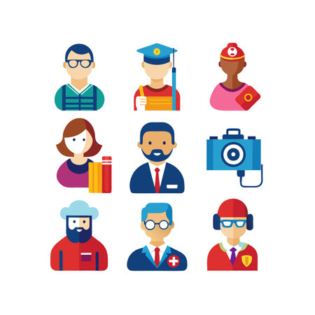 Profession people icons set. Flat illustration of profession people vector icons for web designのイラスト素材