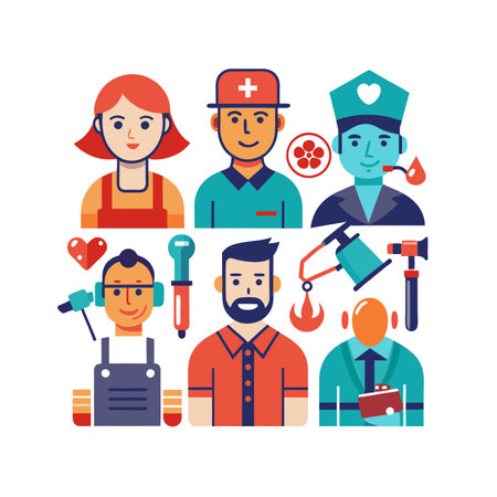 Flat design concept of professions and human labor. Vector illustration.のイラスト素材