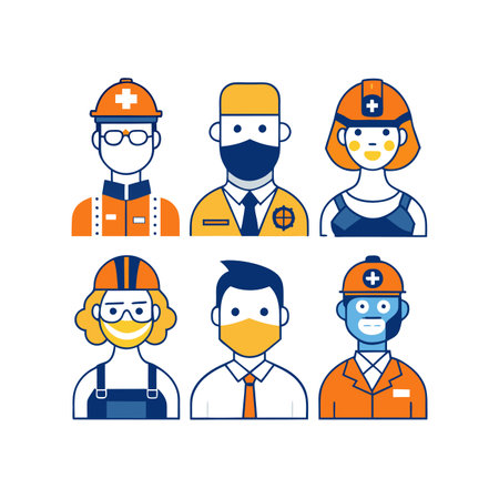 Flat design vector illustration concept of group of people in different occupations.のイラスト素材