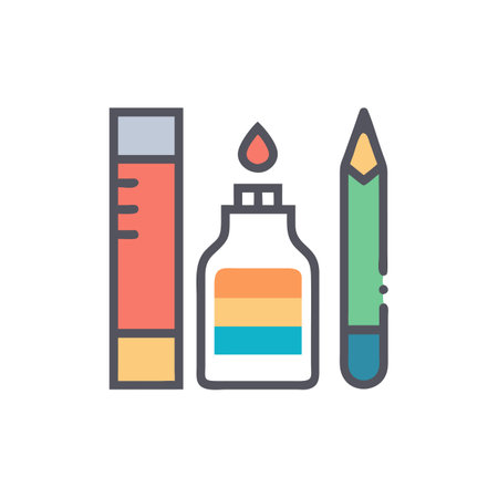 Pencils and eraser color icon. Vector illustration, flat designのイラスト素材