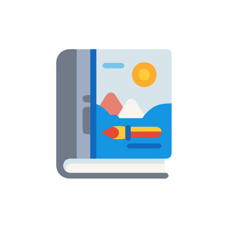 Notebook icon in flat color style. Notebook school education studyのイラスト素材