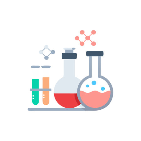 Chemistry icon in flat color style. Laboratory test-tubesのイラスト素材