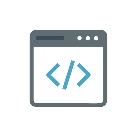 Programming icon in flat style. Coding vector illustration on white isolated background. Coding business concept.のイラスト素材