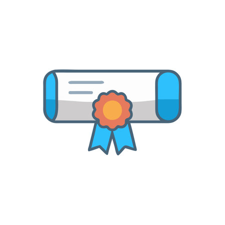 Diploma flat icon. Diploma, certificate, diploma, certificate, vector illustrationのイラスト素材