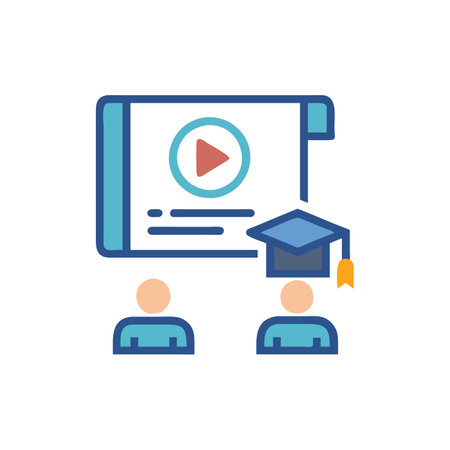 Online education flat color icon. Pictogram for web page, mobile app, promo. UI UX GUI design elementのイラスト素材