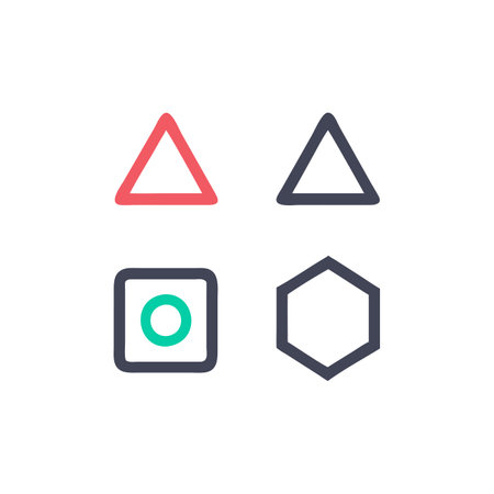 Triangle and hexagon icons set. Vector illustration isolated on white background.のイラスト素材