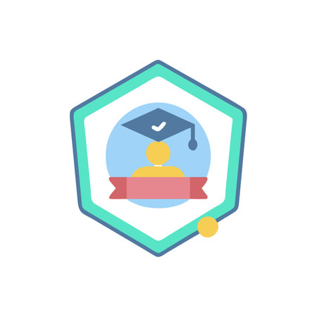 Graduation icon in flat color style. Student education vector illustration on white isolated background. Graduation business concept.のイラスト素材
