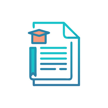 Graduation cap and diploma vector line icon, education and learning conceptのイラスト素材