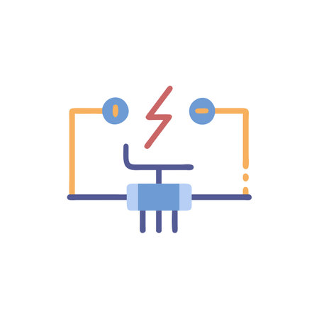 Electronic circuit flat color icon. Isolated vector illustration on white background.のイラスト素材