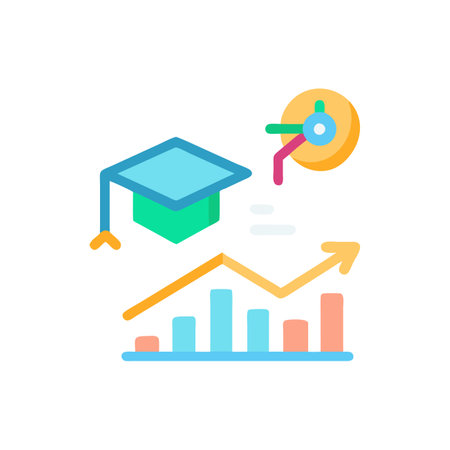 Graduation cap, education, learning flat color icon. Vector illustrationのイラスト素材