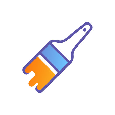 Paint brush flat color icon. Vector illustration on white background.のイラスト素材