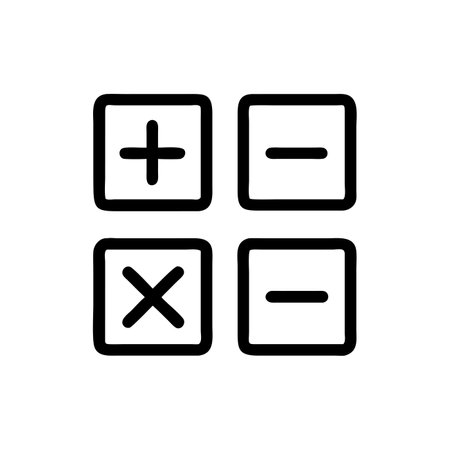 calculator icon vector. A thin line sign. Isolated contour symbol illustrationのイラスト素材