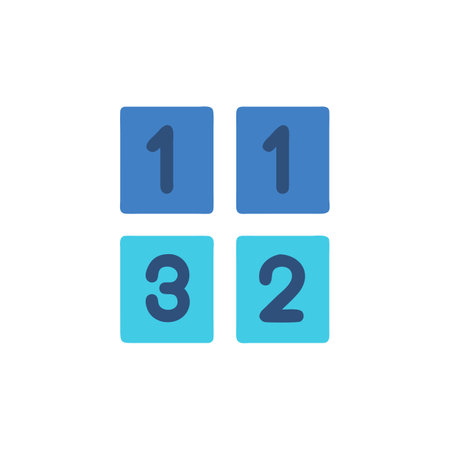 Counting game icon in flat color style. Number one two threeのイラスト素材