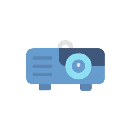 Projector icon in flat color style. Cinema movie video projector technologyのイラスト素材