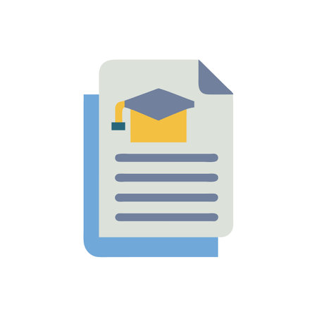 graduation cap and document icon over white background. colorful design. vector illustrationのイラスト素材