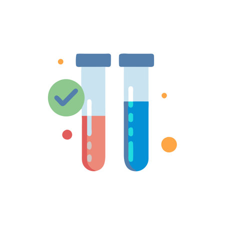 Test tube icon in flat color style. Laboratory analysis vector illustration on white isolated background.のイラスト素材