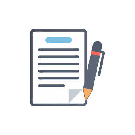 Pencil and document icon. Flat color design. Vector illustration.のイラスト素材
