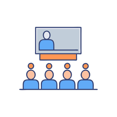 Conference, presentation, seminar, meeting, seminar, training, training, vector iconのイラスト素材