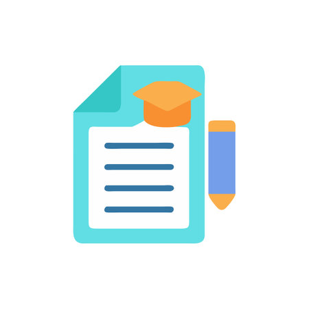 Graduation cap and document icon in flat color style. University educationのイラスト素材
