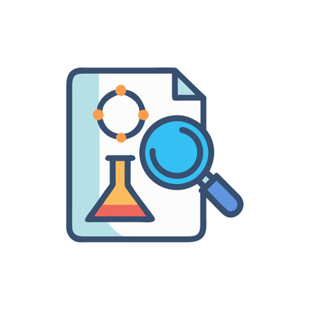 Science research flat color icon. Vector illustration on white isolated background.のイラスト素材