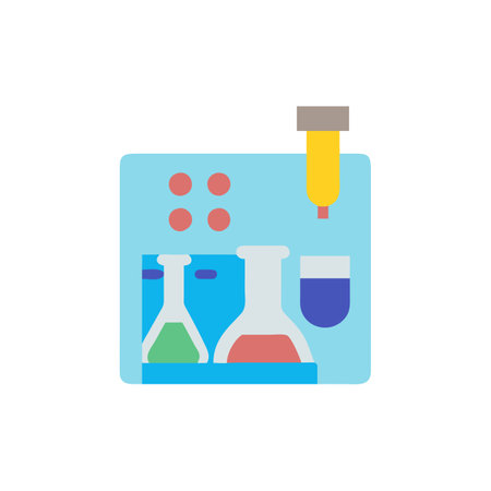 Laboratory icon in flat color style. Chemical experiment scientific experiment laboratoryのイラスト素材
