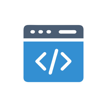Code editor icon in flat style. Web programming vector illustration on white isolated background. Programming business concept.のイラスト素材
