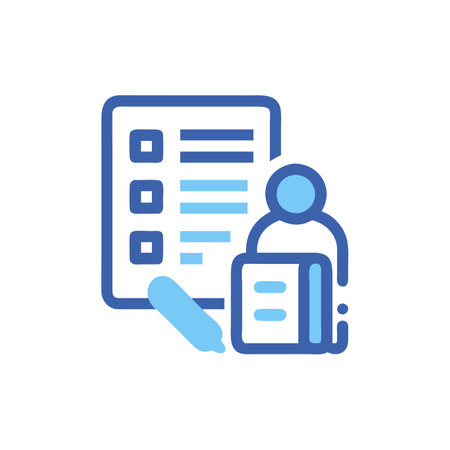 Man with checklist flat icon isolated on white background. Vector illustration.のイラスト素材