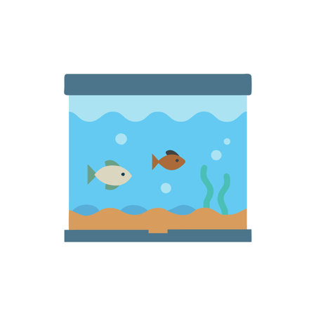 Aquarium icon in flat color style. Aquarium fish tankのイラスト素材