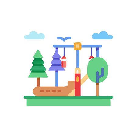 Playground icon in flat color style. Vector illustration. Park landscapeのイラスト素材
