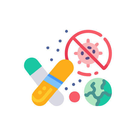 Virus, bacteria, vaccine flat color icon. Vector illustration.のイラスト素材