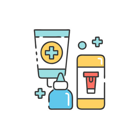 Vector illustration, flat design icon of medical cream bottle with dispenser.のイラスト素材