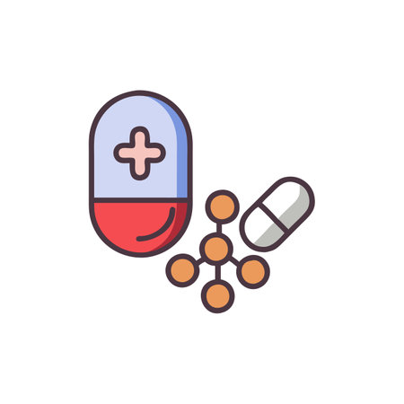 Pills and drugs flat color icon. Medicine and healthcare concept.のイラスト素材