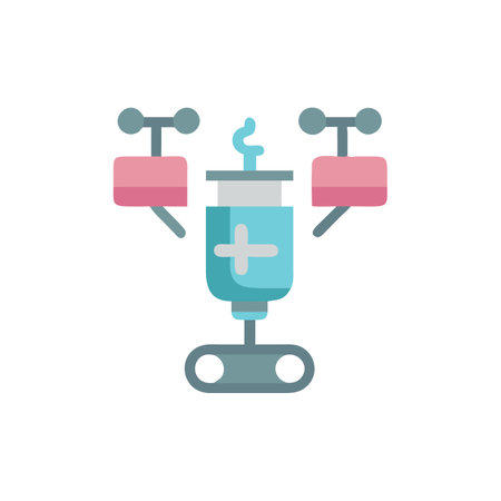 Drone icon in flat color style. Drone technology equipment flight controlのイラスト素材