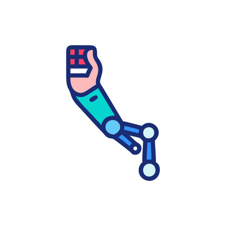 Robot arm vector line icon. Modern flat style linear illustration.のイラスト素材