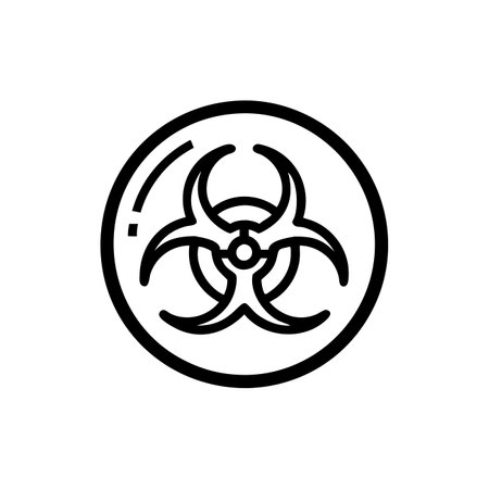 Biohazard sign line icon, concept illustration, outline symbol, vector sign, linear symbol.のイラスト素材