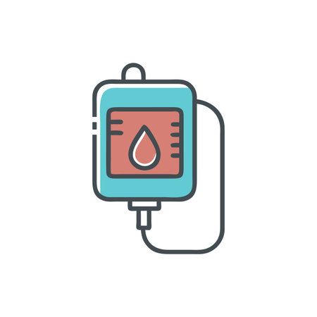 Blood donation flat color icon. Blood transfusion concept. Vector illustrationのイラスト素材