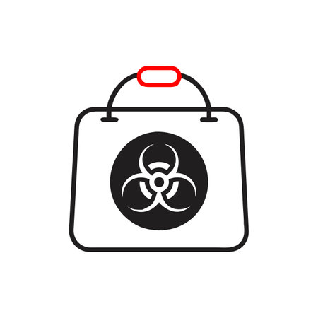 Bag with biohazard symbol. Vector illustration. Flat design styleのイラスト素材