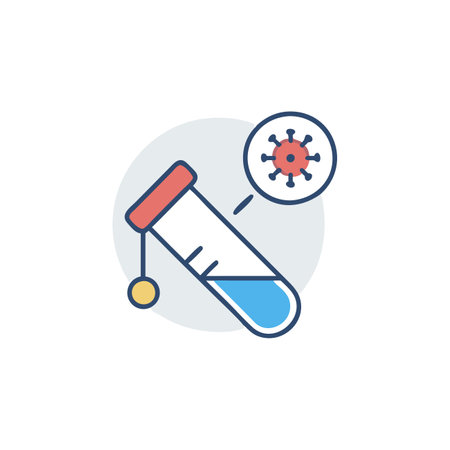 Coronavirus test flat line icon. Vector illustration, sign, symbolのイラスト素材