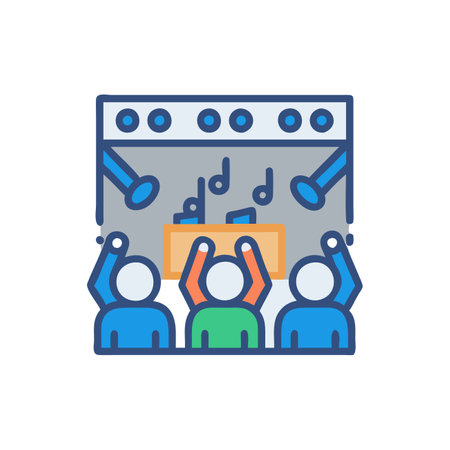 Concert stage flat color icon. Vector illustration on white background.のイラスト素材