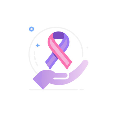 Breast Cancer Awareness Ribbon Vector Icon Design. Breast Cancer Awareness Month Campaign.のイラスト素材
