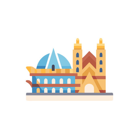 Flat icon of Cathedral of Pisa, Italy. Vector illustrationのイラスト素材