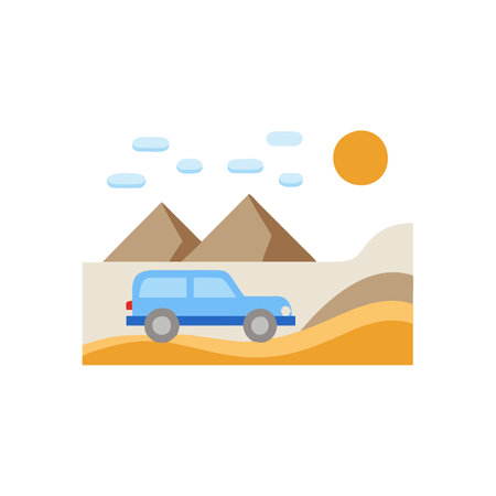 Car on sand flat icon isolated on white background for your web and mobile app designのイラスト素材