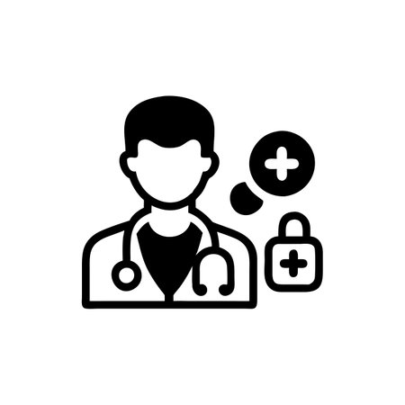 Medical doctor icon, concept illustration, vector flat symbol, glyph sign.のイラスト素材