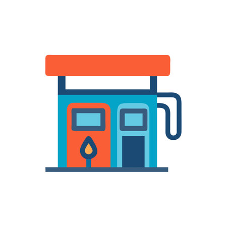Gas station flat icon. Single high quality outline symbol for web design or mobile app. Gas station thin line signs for design logo, visit card, etc.のイラスト素材