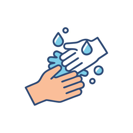 Washing hands with soap and water line icon. Vector illustration.のイラスト素材